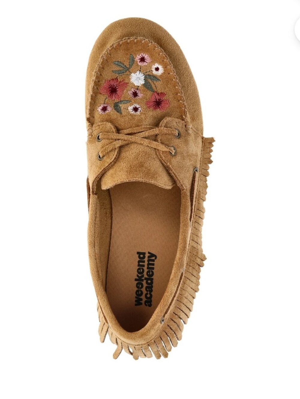 Weekend Academy Girls Embroidered Floral Moccasin Shoes
